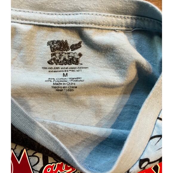 Tom & Jerry Adult MD Cartoon Strip All Over Graphic T-shirt. - Picture 3 of 4